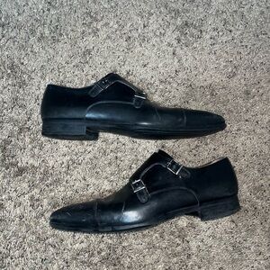 Men's Black Double Monk Strap Dress Shoes